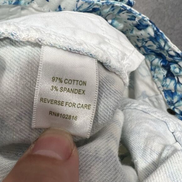 Garnet Hill Floral Jeans Blue White Size 10 (31x27) EUC coastal grandma - Picture 13 of 15